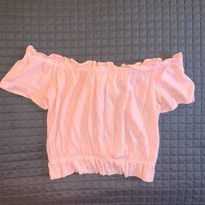 Off the shoulder pink blouse